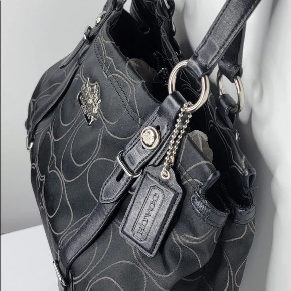 Coach Black Mia Signature “C” Outlined Pattern Satchel 15402